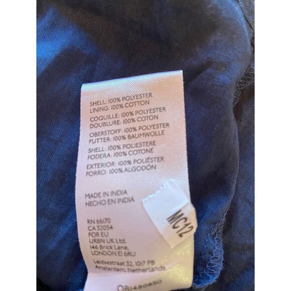 Free People Tessa Mini Dress Ruched Black Navy Blue Floral size small - Picture 8 of 10